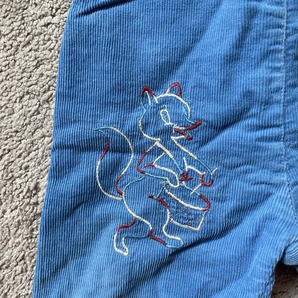VTG Stones Wear Embroidered Corduroy Overalls Baby Toddler Size 24m Blue USA - Picture 5 of 9